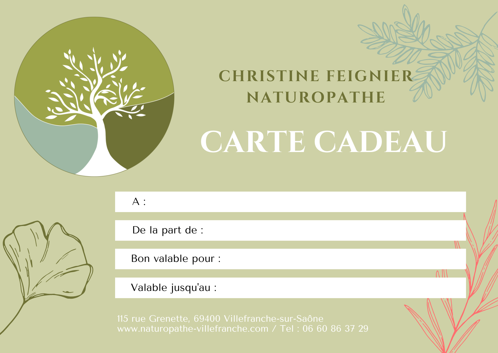 Cartes cadeau de Christine Feignier, naturopathe